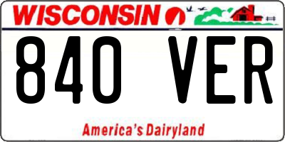 WI license plate 840VER