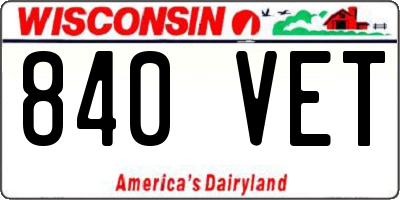 WI license plate 840VET