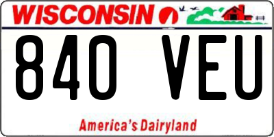 WI license plate 840VEU