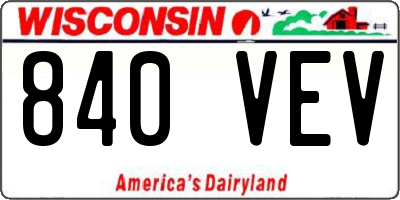 WI license plate 840VEV