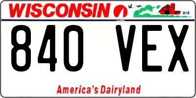 WI license plate 840VEX