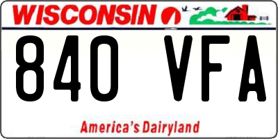 WI license plate 840VFA
