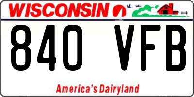 WI license plate 840VFB