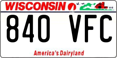 WI license plate 840VFC
