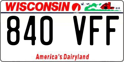 WI license plate 840VFF