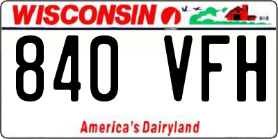 WI license plate 840VFH