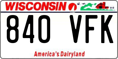 WI license plate 840VFK