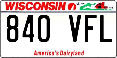 WI license plate 840VFL