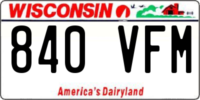 WI license plate 840VFM