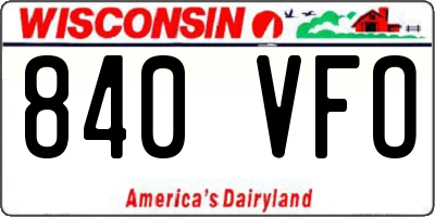 WI license plate 840VFO