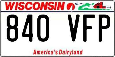 WI license plate 840VFP
