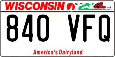 WI license plate 840VFQ