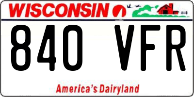 WI license plate 840VFR