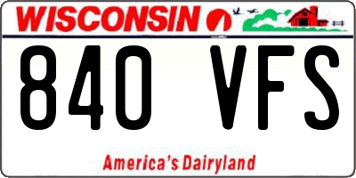 WI license plate 840VFS