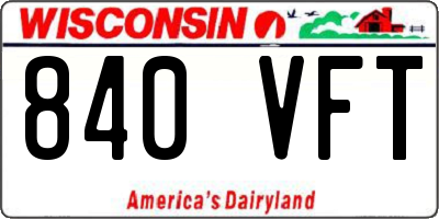 WI license plate 840VFT