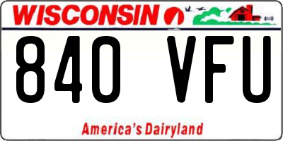 WI license plate 840VFU