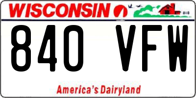 WI license plate 840VFW