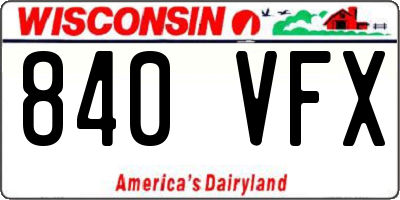 WI license plate 840VFX