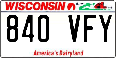 WI license plate 840VFY