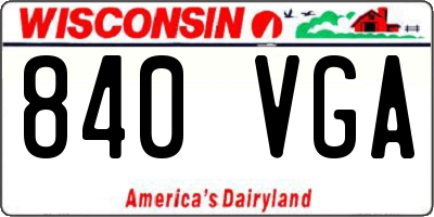 WI license plate 840VGA