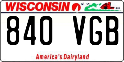 WI license plate 840VGB