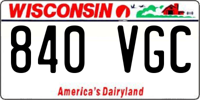 WI license plate 840VGC