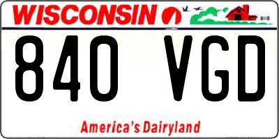 WI license plate 840VGD