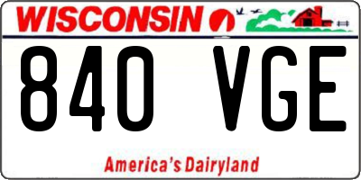 WI license plate 840VGE