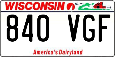 WI license plate 840VGF
