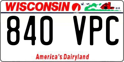 WI license plate 840VPC
