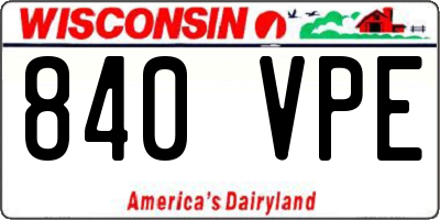 WI license plate 840VPE