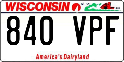 WI license plate 840VPF