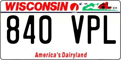 WI license plate 840VPL