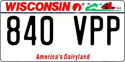 WI license plate 840VPP