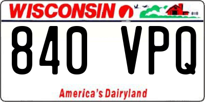 WI license plate 840VPQ