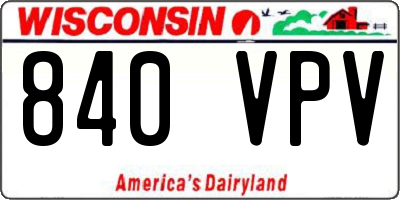 WI license plate 840VPV