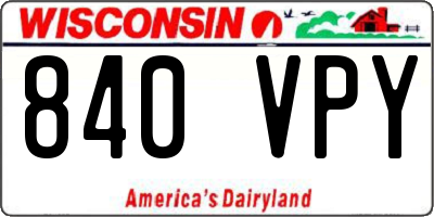WI license plate 840VPY
