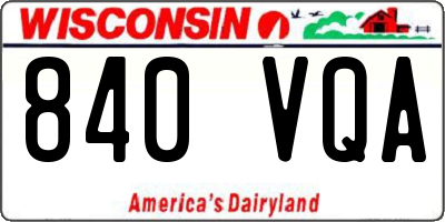 WI license plate 840VQA
