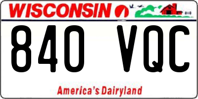 WI license plate 840VQC
