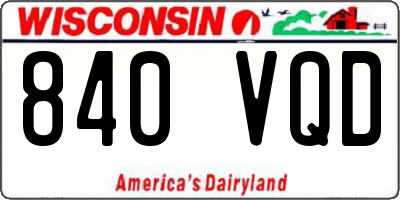 WI license plate 840VQD
