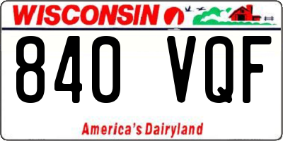 WI license plate 840VQF