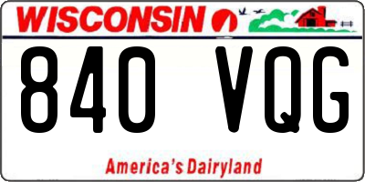 WI license plate 840VQG