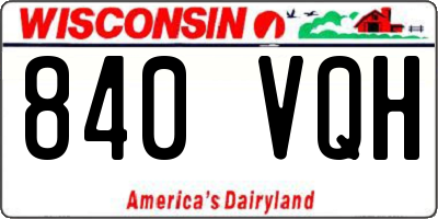 WI license plate 840VQH