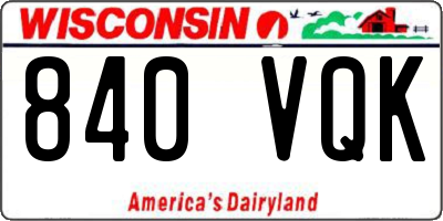 WI license plate 840VQK
