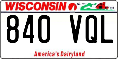 WI license plate 840VQL