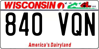 WI license plate 840VQN
