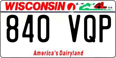 WI license plate 840VQP