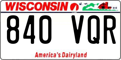 WI license plate 840VQR