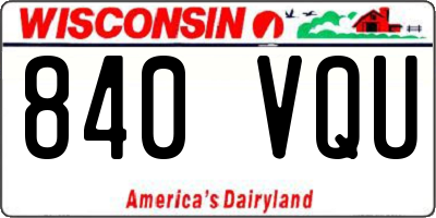 WI license plate 840VQU