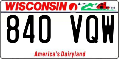 WI license plate 840VQW